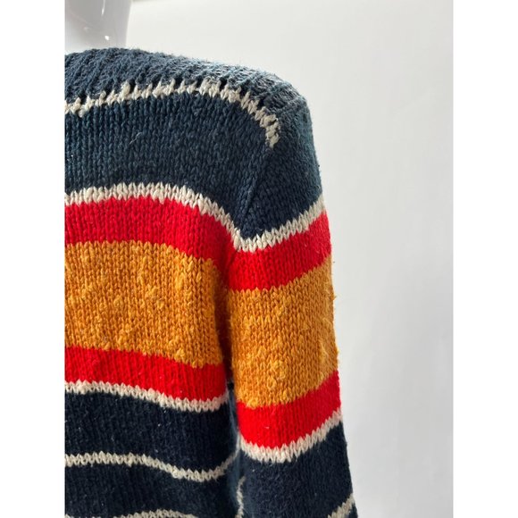 Liz Claiborne Vintage Stripe Sweater  M Blue  Stripe Cotton Blend - Picture 9 of 16